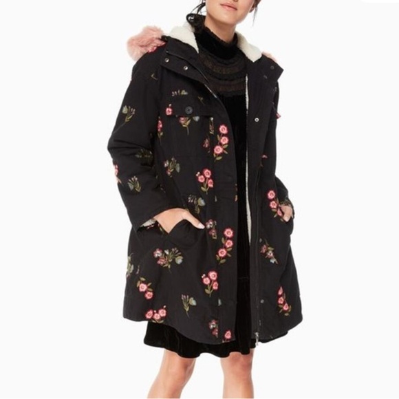 Kate Spade Embroidered flower Parka Jacket - Picture 1 of 9